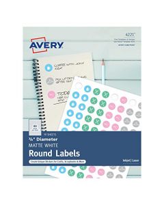 Avery Matte Print-to-the-Edge Round Labels with Sure Feed 3/4" Diameter Pack of 800 (4221) 4221