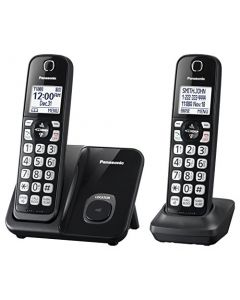 Panasonic Expandable Cordless Phone System with Call Block and High Contrast Displays and Keypads - 2 Cordless Handsets - KX-TGD512B (Black) KX-TGD512B