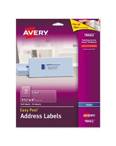 Avery Matte Frosted Clear Address Labels for Inkjet Printers 1-1/3" x 4" 140 Labels (18662) 18662