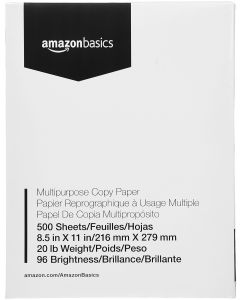 AmazonBasics Multipurpose Copy Printer Paper - 96 Bright White, 8.5 x 11 Inches, 1 Ream (500 Sheets)