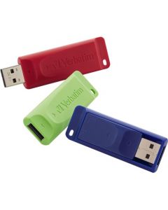 Verbatim 8GB Store n Go USB Flash Drive 3pk Red, Green, Blue 8 GB Red, Blue, Green 3 Pack Capless, Retractable, Password Protection Available SNG RED GREEN AND BLUE
