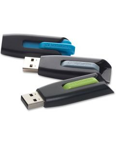Verbatim 16GB Store n Go V3 USB 3.0 Flash Drive 3pk Blue, Green, Gray 16 GBUSB 3.0 Blue, Green, Gray 3 Pack FLASH DRIVE BLUE GREEN GRAY