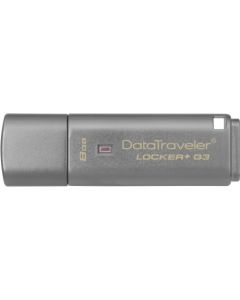 Kingston 8GB DataTraveler Locker+ G3 USB 3.0 Flash Drive 8 GB USB 3.0 Silver 1/Pack Encryption Support, Password Protection, Drop Proof USB 3.0 W/ AUTOMATIC DATA SECURITY