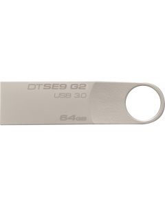 Kingston 64GB USB 3.0 DataTraveler SE9 G2 (Metal) 100MB/s read 15MB/s write 64 GB USB 3.0 Silver 1/Pack USB 3.0 METAL CASING CO-LOGO