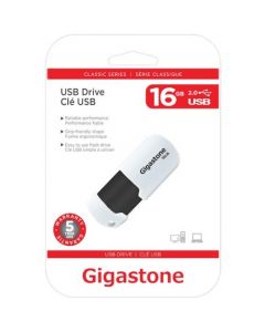 Gigastone 16GB Classic USB 2.0 Flash Drive 16 GB USB 2.0 White, Black CAPLESS DESIGN PROTECTS CONTENT