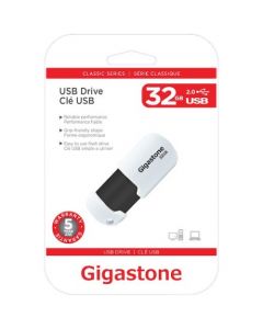 Gigastone 32GB Classic USB 2.0 Flash Drive 32 GB USB 2.0 White, Black CAPLESS DESIGN PROTECTS CONTENT