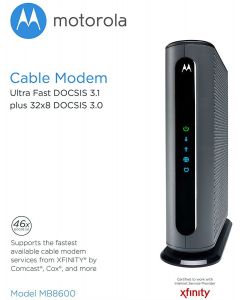 Motorola MB8600 DOCSIS 3.1 Ultra Fast Cable Modem 1 Gbps Comcast Xfinity Time Warner Cable