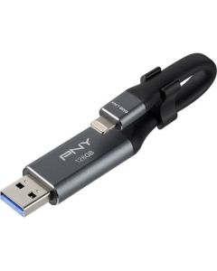 PNY DUO LINK USB 3.0 OTG Flash Drive For iPhone and iPad 128 GB USB 3.0 Type A, Lightning FOR IOS**MUST ORDER QTY 20**