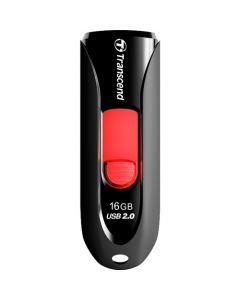 Transcend 16GB JetFlash 590 USB 2.0 Flash Drive 16 GB USB 2.0 Red Retractable, Capless, LED Indicator USB 2.0 BLACK