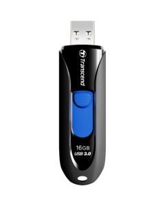 Transcend 16GB JetFlash 790 USB 3.0 Flash Drive 16 GB USB 3.0 Black, Blue Retractable, Capless USB 3.0 BLACK