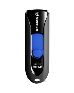 Transcend 32GB JetFlash 790 USB 3.0 Flash Drive 32 GB USB 3.0 Black, Blue Retractable, Capless USB 3.0 BLACK