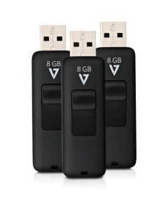 V7 8GB Flash Drive 3 Pack Combo 8 GB USB 2.0 Black 3/Pack Retractable OF 3 RETRACTABLE CONNECTOR RTL