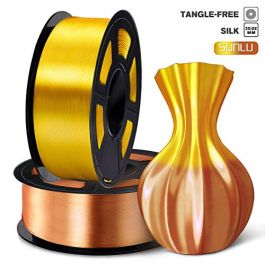 SUNLU PLA Silk LightGold Filament 1.75mm 3D Printer Filament 1KG 2.2 LBS  Spool 3D Printing Material Shiny Metallic PLA Silk Filament  SLUS-SILK-LG-1KG