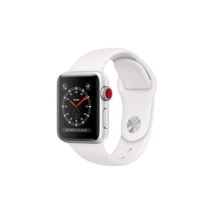 Apple Watch Series 3 (GPS + Cellular 38mm) - Silver Aluminum Case with  White Sport Band MTGG2LL/A