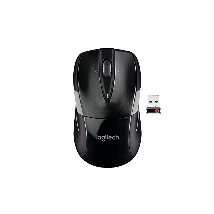 Logitech M525 Wireless Mouse – 3 Year Battery Life Ergonomic Shape for or Left Use Micro-Precision Scroll Wheel and USB Unifying Receiver for Computers Laptops Black/Gray 910-002696