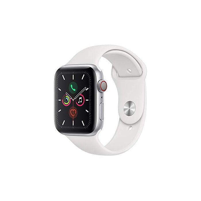Apple Watch Series 5 (GPS + Cellular 44mm) - Silver Aluminum Case White Sport Band MWVY2LL/A | Fast Server Corp. www.srvfast.com
