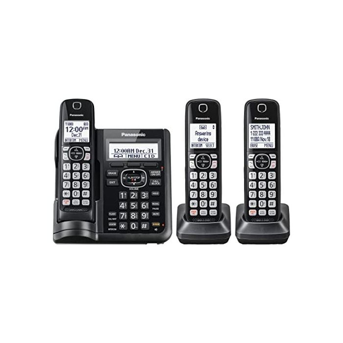 PANASONIC Cordless Phone System with Answering Machine One-Touch Call Block  Enhanced Noise Reduction Talking Caller ID and Intercom Voice Paging - 3