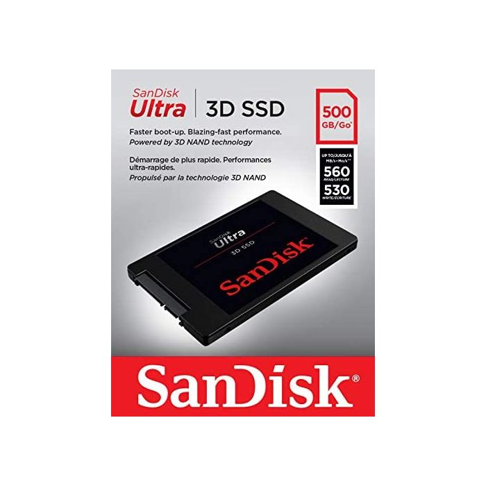 SanDisk Ultra 3D NAND 500GB Internal SSD - SATA III 6 Gb/s, 2.5 Inch /7 mm,  Up to 560 MB/s - SDSSDH3-500G-G25