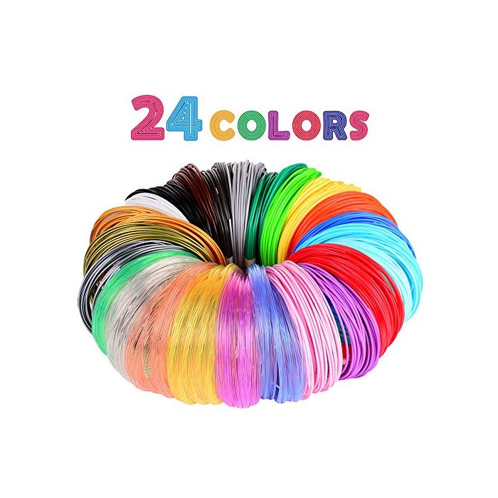 3D Pen/3D Printer Filament,1.75mm PLA Filament Pack of 24 Different  Colors,High-Precision Diameter Filament Each Color 10 Feet Total 240 Feet  Lengths by Mika3d MKF0024