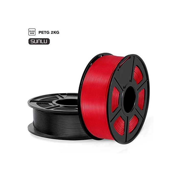 SUNLU PETG Filament 1.75mm 3D Printer Filament PETG 1.75 2kg Spool (4.4lbs)  Dimensional Accuracy +/- 0.02 mm PETG Black+Red PETG-Filament