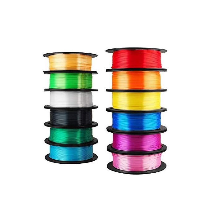 Mika3D 12 in 1 Bright 3D Printer Silk PLA Filament Bundle Most Popular Colors Pack