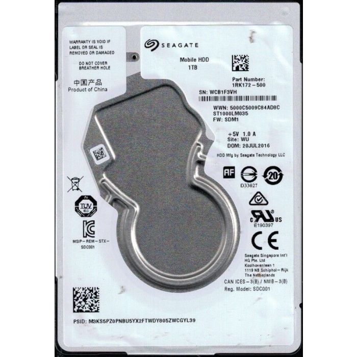 Disque Dur 2.5 SATA 1To 5400trs 128Mo Seagate ST1000LM035 7mm